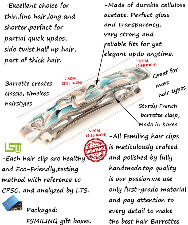 Fsmiling Hair Barrettes for Women French Hair Barrette Clip Small Acetate Hair Clips Barrette No Slip Hair Accessories 3-Pack - Image 3